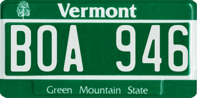 VT license plate BOA946