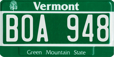 VT license plate BOA948