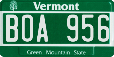 VT license plate BOA956