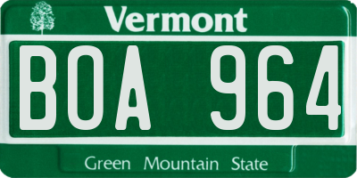 VT license plate BOA964
