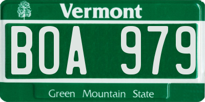 VT license plate BOA979