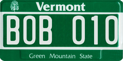 VT license plate BOB010