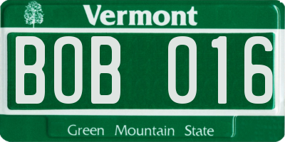 VT license plate BOB016