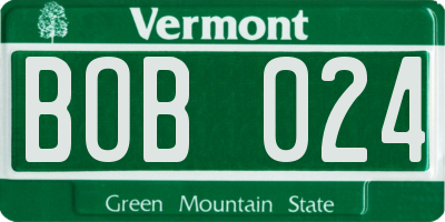 VT license plate BOB024