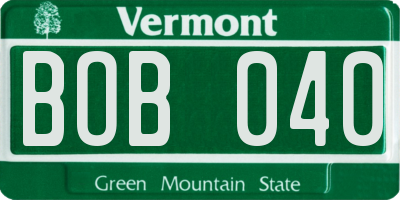 VT license plate BOB040