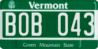VT license plate BOB043