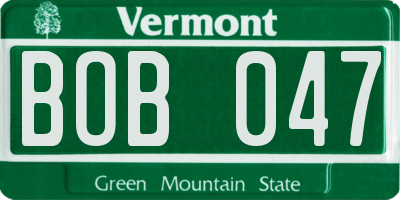 VT license plate BOB047