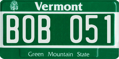 VT license plate BOB051