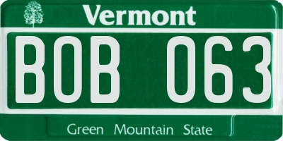 VT license plate BOB063