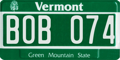 VT license plate BOB074