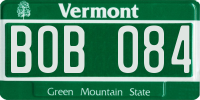 VT license plate BOB084