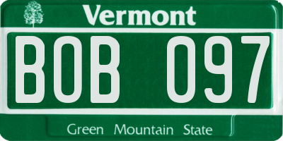 VT license plate BOB097