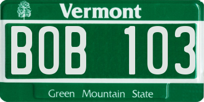 VT license plate BOB103