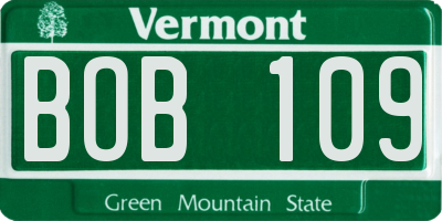 VT license plate BOB109