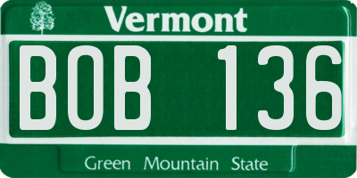 VT license plate BOB136