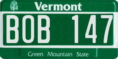 VT license plate BOB147