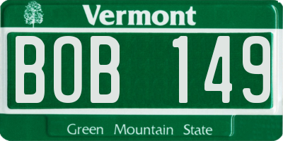 VT license plate BOB149