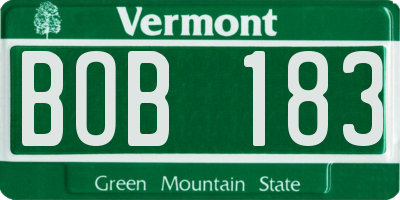VT license plate BOB183