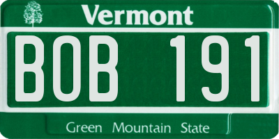 VT license plate BOB191