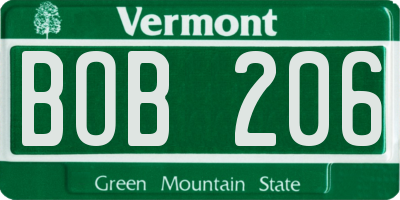 VT license plate BOB206