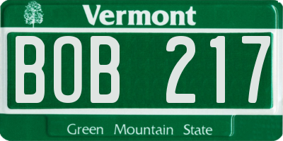 VT license plate BOB217