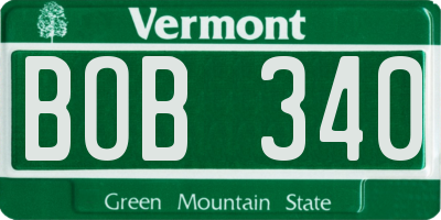 VT license plate BOB340
