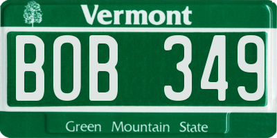 VT license plate BOB349