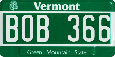 VT license plate BOB366