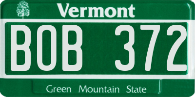 VT license plate BOB372