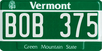 VT license plate BOB375