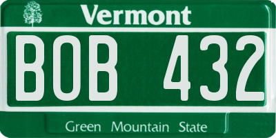 VT license plate BOB432