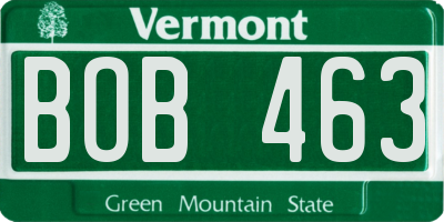 VT license plate BOB463