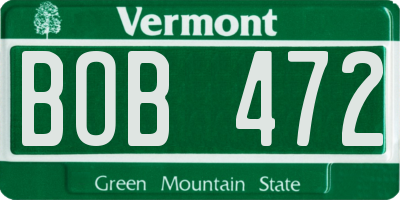 VT license plate BOB472