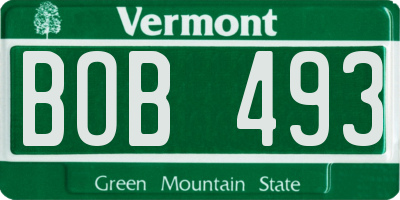 VT license plate BOB493
