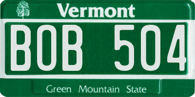 VT license plate BOB504