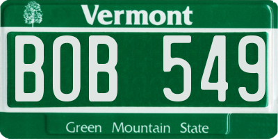VT license plate BOB549