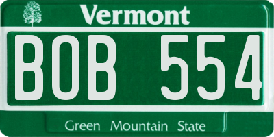 VT license plate BOB554