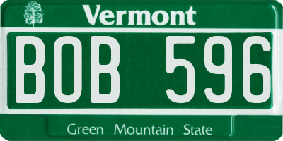 VT license plate BOB596