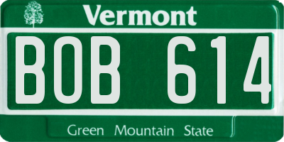 VT license plate BOB614