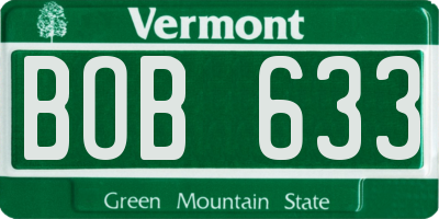 VT license plate BOB633