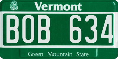 VT license plate BOB634