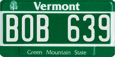 VT license plate BOB639