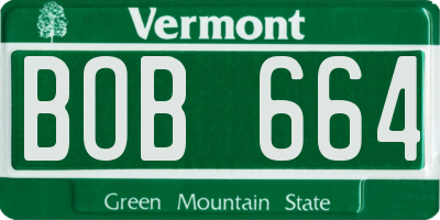 VT license plate BOB664