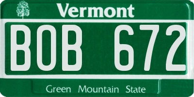 VT license plate BOB672