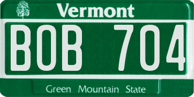 VT license plate BOB704