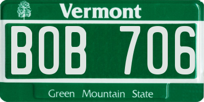 VT license plate BOB706