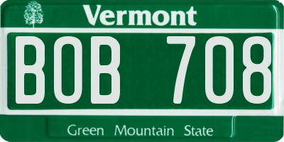 VT license plate BOB708