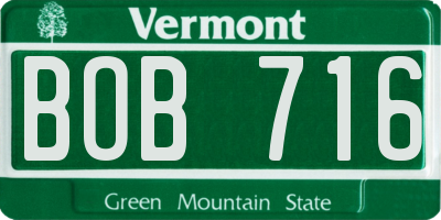 VT license plate BOB716