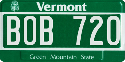 VT license plate BOB720