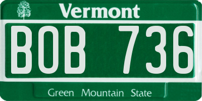 VT license plate BOB736